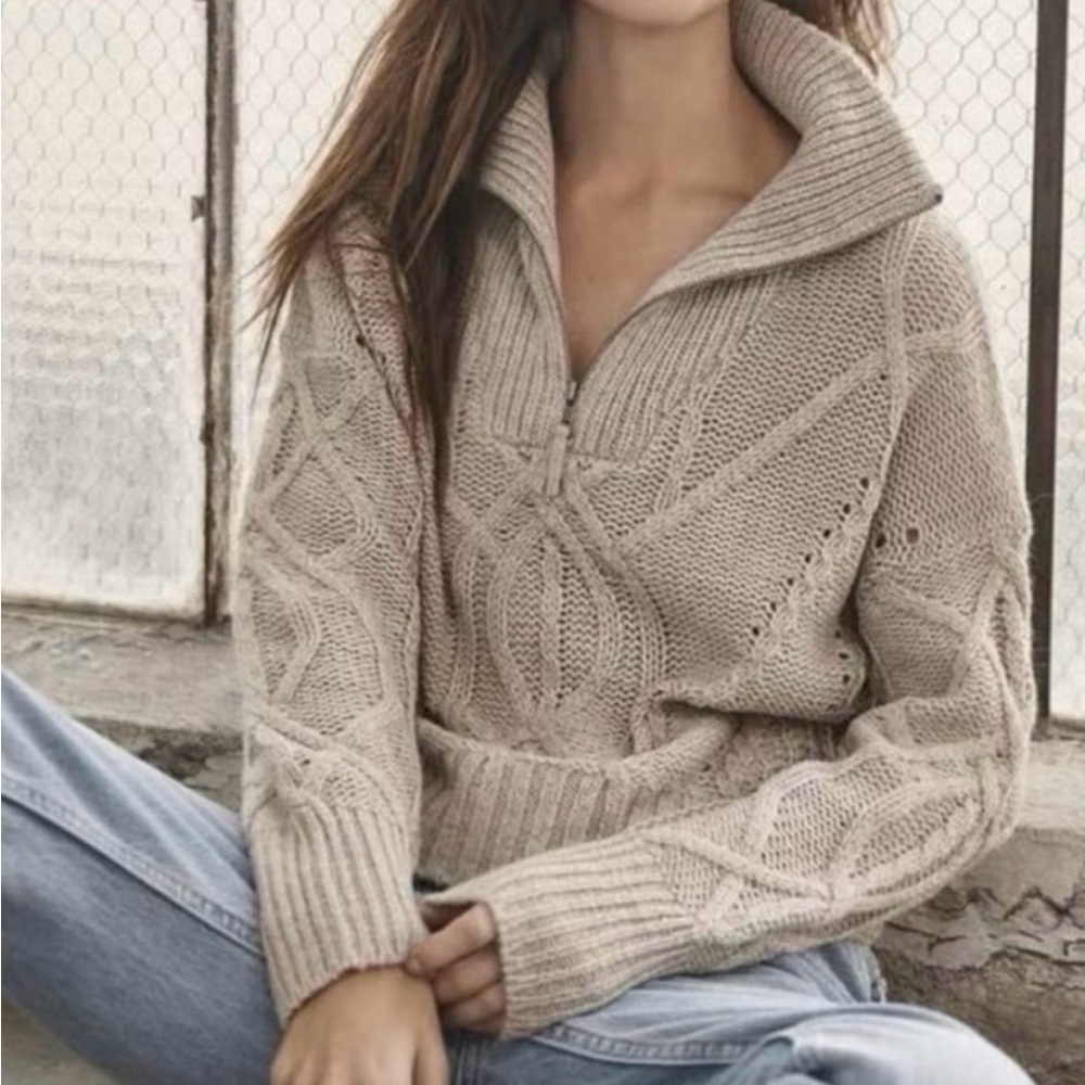 Skull Cashmere Lyndsay Cable Knit Half Zip Sweater